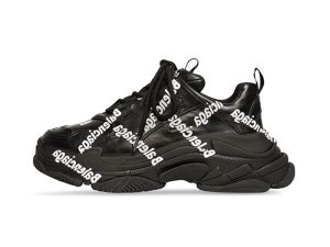 Replica Balenciaga Triple S All Over Logo Logotype - Black